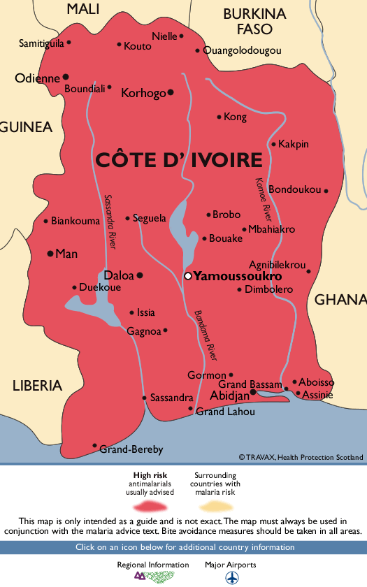Cote d'IvoireMalaria Map