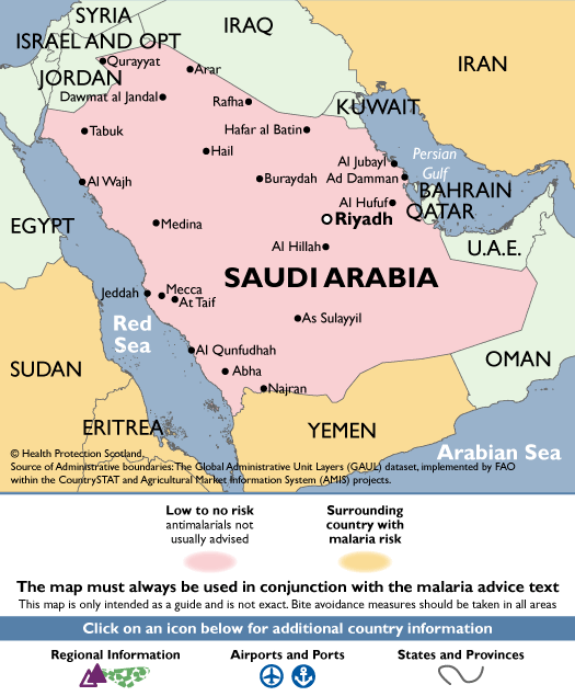 Saudi Arabia Malaria Map - Fit for Travel