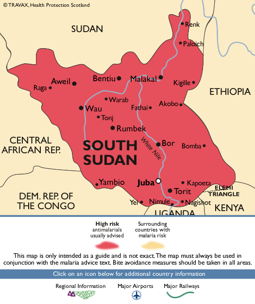 South SudanMalaria Map