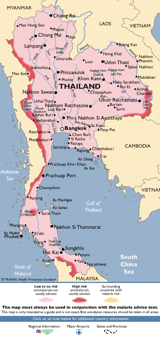 Thailand Malaria Map Fit for Travel